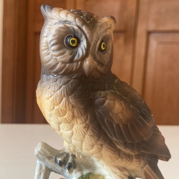 Vintage Porcelain Owl on Branch Figurine - Picture 8 of 13